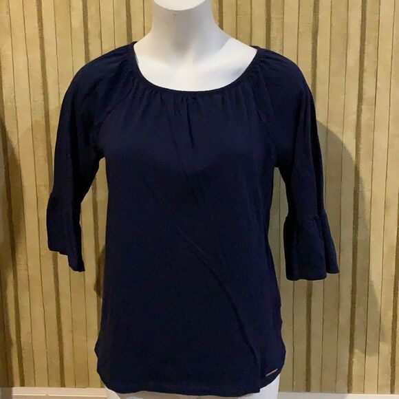MICHAEL Michael Kors Tops - MK navy pleated front top. Small
